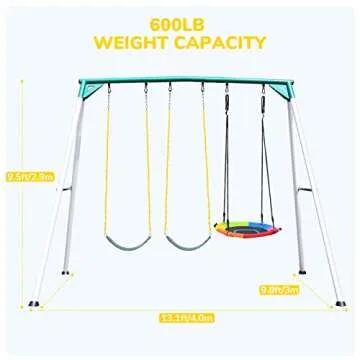 Hapfan 9.5' Heavy Duty Swing Sets for Kids & Adults