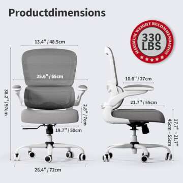 TRALT Office Chair - Ergonomic Desk Chair with Adjustable Lumbar Support