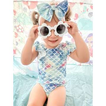 Toddler Girl Baby Ruffles Mermaid Fish Scale Swimsuit One Piece Swimwear Bathing Sunsuit (One Piece,...