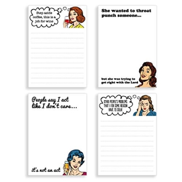 Set of 4 Funny Notepads - Humorous Gifts for Coworkers, 50 Sheets Each