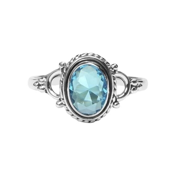 Gorgeous Blue Topaz Stone Ring in 925 Sterling Silver for Women and Girls - Ideal Gift for Any Occas...