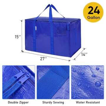 TICONN Extra Large Moving Bags with Zippers & Handles