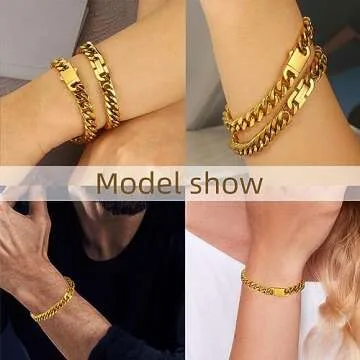 Elegant CaptainSteeL Cuban Link Chain Bracelet Set