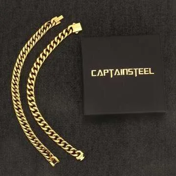 Elegant CaptainSteeL Cuban Link Chain Bracelet Set
