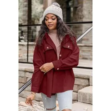 VICHYIE Women's Oversized Corduroy Shacket for Stylish Warmth