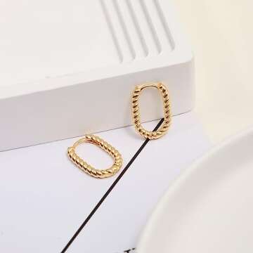 Stylish BERISO Gold Hoop Earrings - 14K Gold Plated