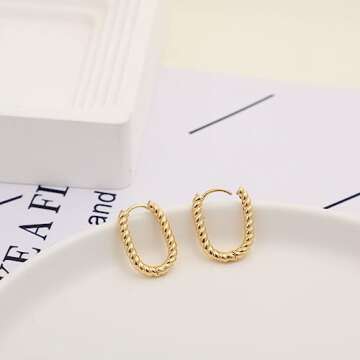 Stylish BERISO Gold Hoop Earrings - 14K Gold Plated