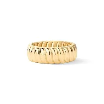 PAVOI 14K Yellow Gold Plated Chunky Statement Ring | Chunky Stackable Wide Band for Women | Size 6