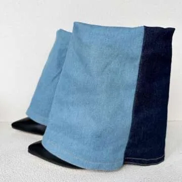 Frankie Hsu Unisex Stiletto High Heeled Shark Pant Bootie, Blue Denim Classic Fashion Pumps Style, Big Large US4-14 Size Ankle Boots For Women Men