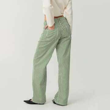 Mxiqqpltky Y2K Striped Bell Bottom Jeans for Women
