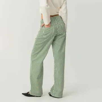 Mxiqqpltky Y2K Striped Bell Bottom Jeans for Women