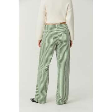 Mxiqqpltky Y2K Striped Bell Bottom Jeans for Women