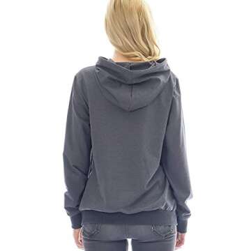 Bearsland Women's Maternity Sporty Hoodie Breastfeeding Shirt Nursing Sweatshirt with Pockets