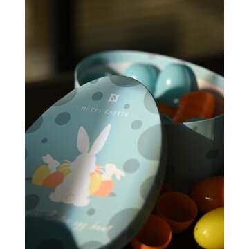 DN DECONATION Easter Egg Tokens with Colorful Unfilled Easter Eggs for Egg Hunt, 36 Wood Easter Egg Reward Tokens Easter Egg Fillers Easter Party Favors Blue Easter Gift for Kids