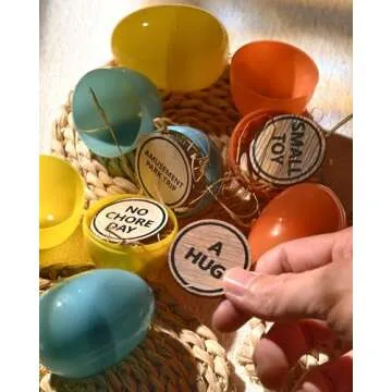 DN DECONATION Easter Egg Tokens with Colorful Unfilled Easter Eggs for Egg Hunt, 36 Wood Easter Egg Reward Tokens Easter Egg Fillers Easter Party Favors Blue Easter Gift for Kids