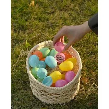 DN DECONATION Easter Egg Tokens with Colorful Unfilled Easter Eggs for Egg Hunt, 36 Wood Easter Egg Reward Tokens Easter Egg Fillers Easter Party Favors Blue Easter Gift for Kids