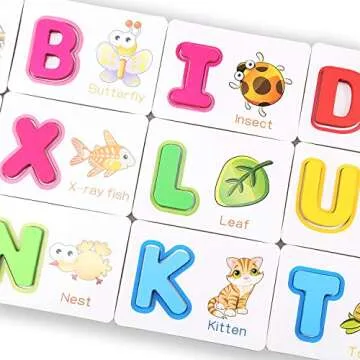 Interactive Wooden Alphabet Flash Cards for Kids
