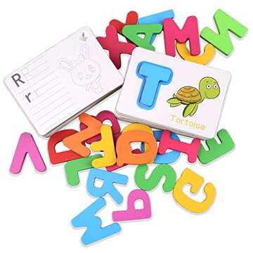 Interactive Wooden Alphabet Flash Cards for Kids