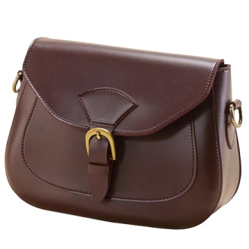 Vintage Vegan Leather Saddle Crossbody Bag (Red)