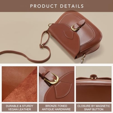 Vintage Vegan Leather Saddle Crossbody Bag (Red)