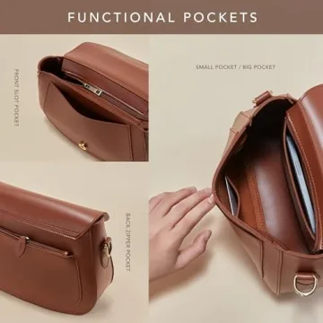 Vintage Vegan Leather Saddle Crossbody Bag (Red)