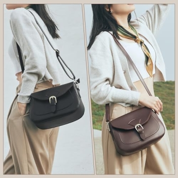 Vintage Vegan Leather Saddle Crossbody Bag (Red)