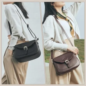 Vintage Vegan Leather Saddle Crossbody Bag (Red)