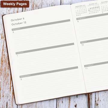 Planner 2025-2026 - JUL 2025 - JUN 2026, Academic Planner 2025-2026, Weekly and Monthly Planner, Leather Cover Calendar Planner with Thick Paper, Back Pocket with Notes Pages, Brown (8.5" x 11")