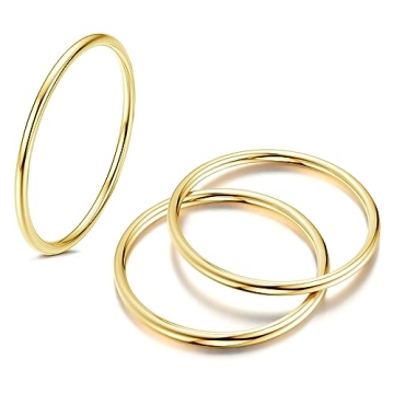 Stainless Steel Gold Tone Women's Stacking Rings LOYALLOOK