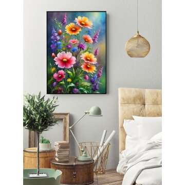 Benjenes Flowers Diamond Art Painting for Adults Wild Flowers Diamond Art Kits Gem Art Kits Diamond ...