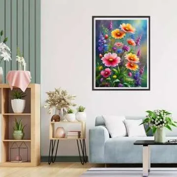 Benjenes Flowers Diamond Art Painting for Adults Wild Flowers Diamond Art Kits Gem Art Kits Diamond Painting for Adults for Gift Home Decor(12x16in)