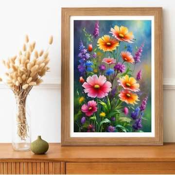 Benjenes Flowers Diamond Art Painting for Adults Wild Flowers Diamond Art Kits Gem Art Kits Diamond Painting for Adults for Gift Home Decor(12x16in)