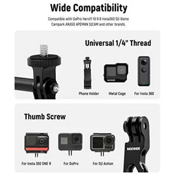 Neewer Aluminum Alloy Extension Arm (11.8”/6.5”/3.3”) Set for Action Camera, with 3 Thumbscrews and a 1/4” Screw Adapter, Compatible with GoPro Hero11 10 9 8 7 Insta360 DJI Osmo Action 3, GP-11