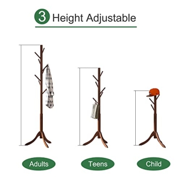 Stylish Bamboo Wood Coat Rack Stand with 6 Hooks