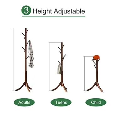Stylish Bamboo Wood Coat Rack Stand with 6 Hooks