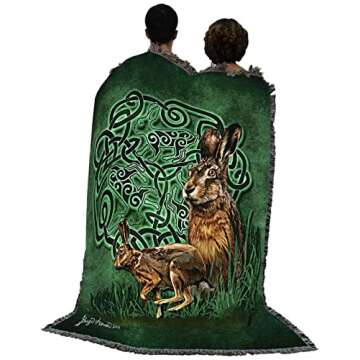 Celtic Hare Blanket - Eco-Friendly Woven Tapestry Throw