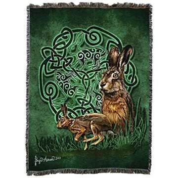 Celtic Hare Blanket - Eco-Friendly Woven Tapestry Throw