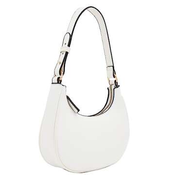 FashionPuzzle Small Crescent Shoulder Bag Underarm Purse - Stylish & Functional White Design for Eve...