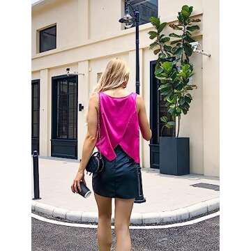 Ekouaer Satin Pajamas Set for Stylish Comfort in Hot Pink