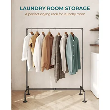 OROPY Industrial Pipe Clothing Rack Free Standing, Heavy Duty Detachable Clothes Rack with 4 Stable Feet for Garment Storage Display, Black