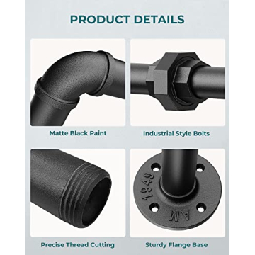 OROPY Industrial Pipe Clothing Rack Free Standing, Heavy Duty Detachable Clothes Rack with 4 Stable Feet for Garment Storage Display, Black