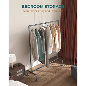 OROPY Industrial Pipe Clothing Rack Free Standing, Heavy Duty Detachable Clothes Rack with 4 Stable Feet for Garment Storage Display, Black