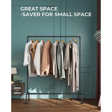 OROPY Industrial Pipe Clothing Rack Free Standing, Heavy Duty Detachable Clothes Rack with 4 Stable Feet for Garment Storage Display, Black