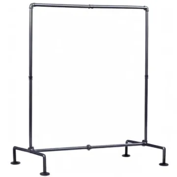 OROPY Industrial Pipe Clothing Rack Free Standing, Heavy Duty Detachable Clothes Rack with 4 Stable Feet for Garment Storage Display, Black