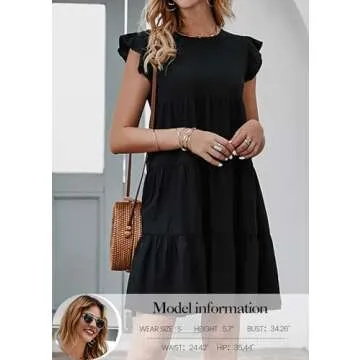 KIRUNDO Women’s Summer Mini Dress - Casual Ruffle Sleeve Babydoll
