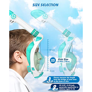 QingSong Kids Snorkel Mask Full Face, Snorkeling Set with Camera Mount, Foldable 180 Degree Panoramic View Snorkeling Gear Anti-Fog Anti-Leak