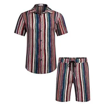 COOFANDY Hawaiian Shirt Set for Men - Stylish Summer 2 Piece