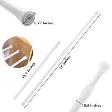 DeElf 8 Pack Adjustable Tension Rods - Organization Made Easy