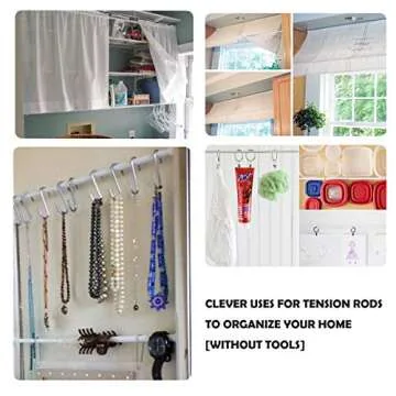 DeElf Small Tension Rods 16 to 28 Inches - Versatile Home Organizer