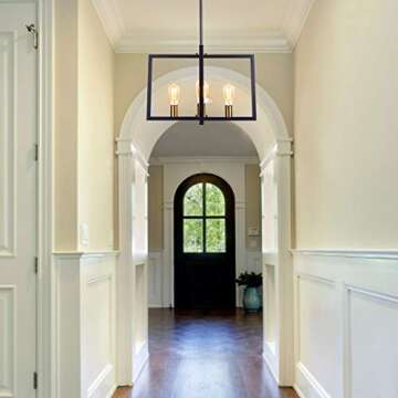 Lingkai Modern Chandelier Kitchen Island Lighting Fixtures, Rectangle Linear Pendant Light Fixtures Ceiling Hanging for Dining Room